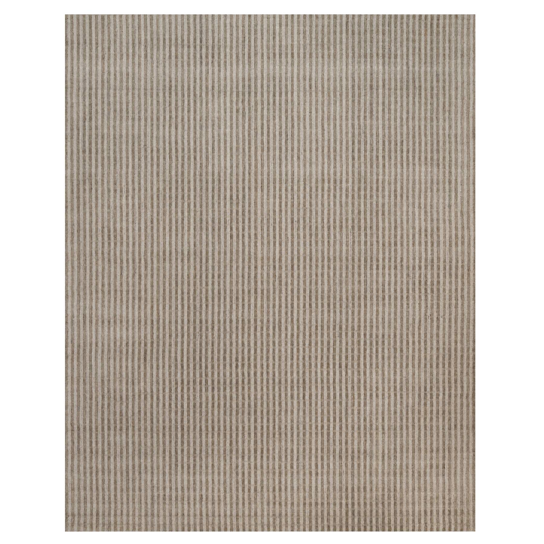 Tan and Chocolate Brown, Vertical Stripes Design with Salt and Pepper Effect, Hand Loomed, Undyed Natural Wool, Oversized, XL, Oriental Rug